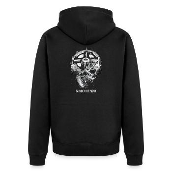 Burden of Mind Skull Wheel - Unisex Premium Organic Zip Hoodie - black - Back - Nico (187cm)