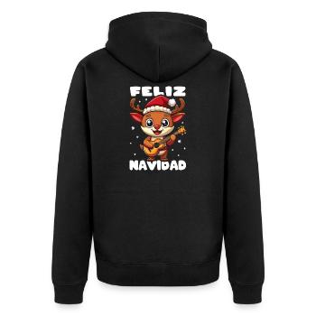 Feliz Navidad Rentier Rudolph Ukulele - Unisex Premium Bio Zip Hoodie - Schwarz - Hinten - Nico (187cm)