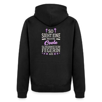So sieht eine richtig coole Schornsteinfegerin aus - Unisex Premium Bio Zip Hoodie - Schwarz - Hinten - Nico (187cm)