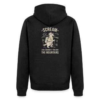 Scream Like a Marmot - Mountain Lover Wild Side - Unisex Premium Organic Zip Hoodie - black - Back - Nico (187cm)
