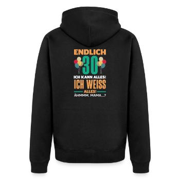Funny 30th birthday gift - Unisex Premium Organic Zip Hoodie - black - Back - Nico (187cm)