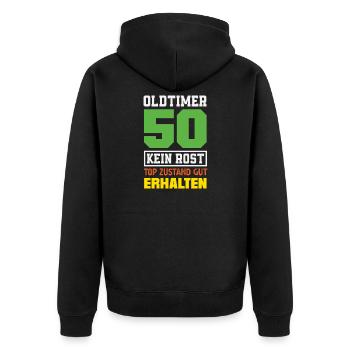 Lustiges 50. Geburtstag Geburtstagsshirt Geschenk - Unisex Premium Bio Zip Hoodie - Schwarz - Hinten - Nico (187cm)