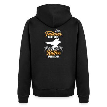 Falkner ansprechen Beizjagd Falknerei - Unisex Premium Bio Zip Hoodie - Schwarz - Hinten - Nico (187cm)