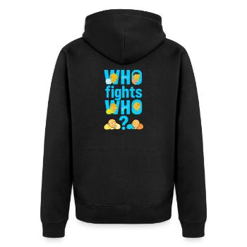 Who fights who why - Unisex Premium Organic Zip Hoodie - black - Back - Nico (187cm)