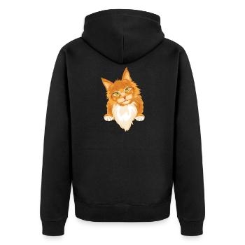 Chat roux timide et mignon - Veste à capuche bio Premium Unisexe - noir - Dos - Nico (187cm)
