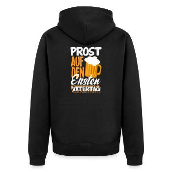 Lustiges Vatertag Geschenk Papa Bier - Unisex Premium Bio Zip Hoodie - Schwarz - Hinten - Nico (187cm)