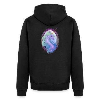 Elegant Unicorn Mirror Art Unicorn Girl - Unisex Premium Organic Zip Hoodie - black - Back - Nico (187cm)