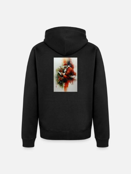 Aquarell-Weihnachtsmann-Lesebrief - Unisex Premium Bio Zip Hoodie - Schwarz