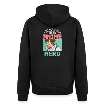 Anime Nerd Not Regular Nerd Funny Quote Graphic - Unisex Premium Organic Zip Hoodie - black - Back - Nico (187cm)