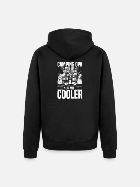 Camping Opa Viel Cooler - Unisex Premium Bio Zip Hoodie - Schwarz