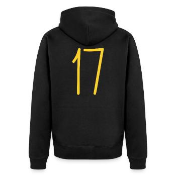 17 - Unisex Premium Bio Zip Hoodie - Schwarz - Hinten - Nico (187cm)