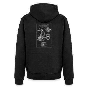 Plan de brevet pour aspirateur vintage - Veste à capuche bio Premium Unisexe - noir - Dos - Nico (187cm)