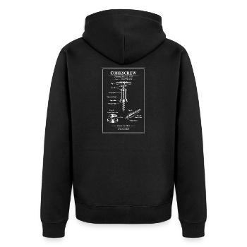Corkscrew Patent Diagram Retro - Unisex Premium Organic Zip Hoodie - black - Back - Nico (187cm)