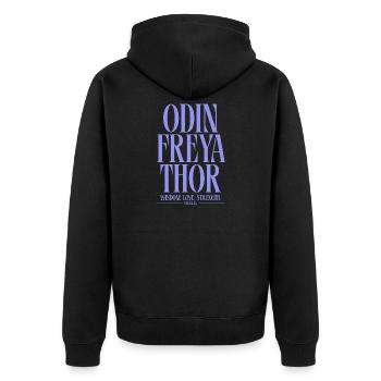 Odin Freya Thor : Sagesse et Force - Veste à capuche bio Premium Unisexe - noir - Dos - Nico (187cm)