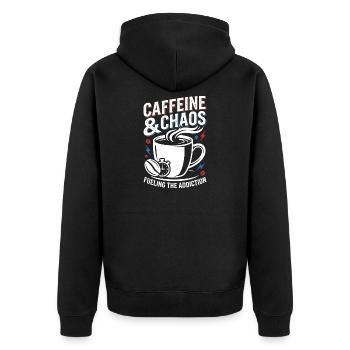 Kaffee Chaos - Unisex Premium Bio Zip Hoodie - Schwarz - Hinten - Nico (187cm)