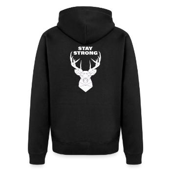 Stay strong - Unisex Premium Organic Zip Hoodie - black - Back - Nico (187cm)