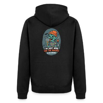 Zombie liebt Gehirn und Eis Humor - Unisex Premium Bio Zip Hoodie - Schwarz - Hinten - Nico (187cm)