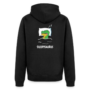 Sleepysaurus Dino Sleeping Funny Saying Dinosaur Sow - Unisex Premium Organic Zip Hoodie - black - Back - Nico (187cm)