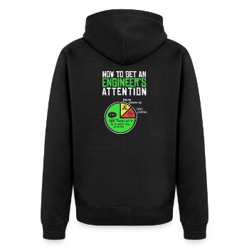 Ingenieur: Wie man ihre Aufmerksamkeit erregt - Unisex Premium Bio Zip Hoodie - Schwarz - Hinten - Nico (187cm)