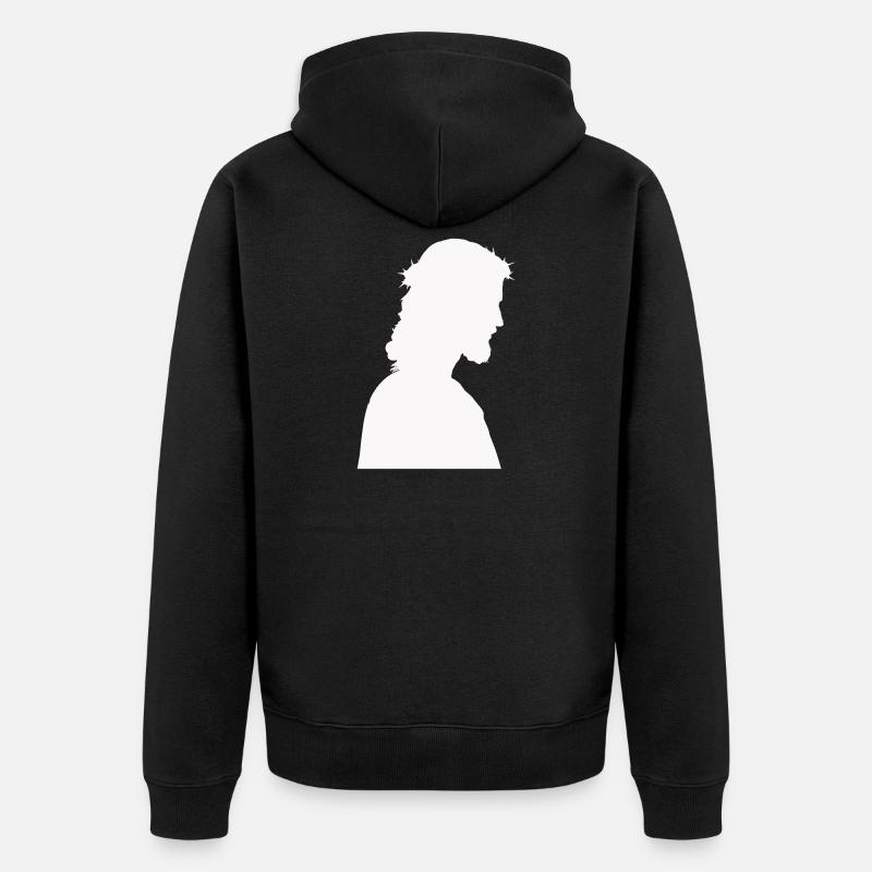 Silhouette de Jésus-Christ - Veste à capuche bio Premium Unisexe - noir