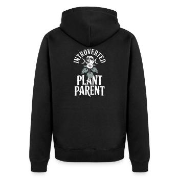 Introvertiertes Pflanzen-Elterntee - Unisex Premium Bio Zip Hoodie - Schwarz - Hinten - Nico (187cm)