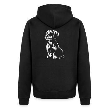 Dackel "Black Edition" - Unisex Premium Bio Zip Hoodie - Schwarz - Hinten - Nico (187cm)