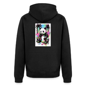 Panda - Unisex Premium Bio Zip Hoodie - Schwarz - Hinten - Nico (187cm)