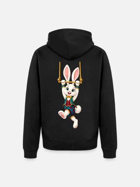 Zirkushase Seilakrobat - Unisex Premium Bio Zip Hoodie - Schwarz