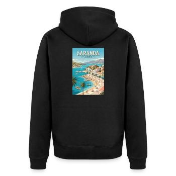 Erfahrung: Albanien Riviera und Saranda - Unisex Premium Bio Zip Hoodie - Schwarz - Hinten - Nico (187cm)