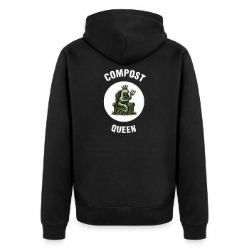 Compost Queen Regenwurm-Garten - Unisex Premium Bio Zip Hoodie - Schwarz - Hinten - Nico (187cm)