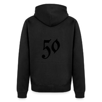 50. 50 ANS. 50e ANNIVERSAIRE. ANNIVERSAIRE 50 ANS. - Veste à capuche bio Premium Unisexe - noir - Dos - Nico (187cm)