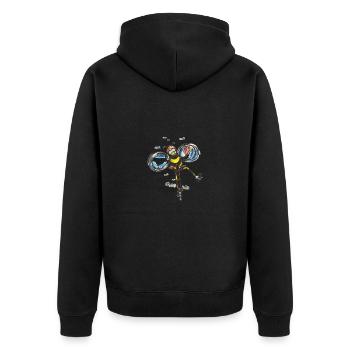 Bee rides electric scooter - Unisex Premium Organic Zip Hoodie - black - Back - Nico (187cm)