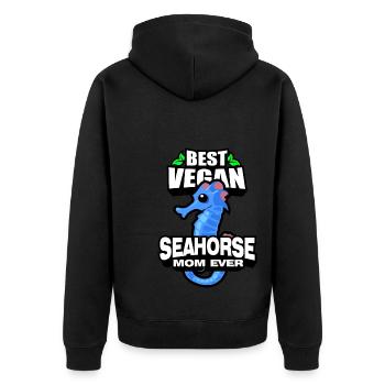 Seepferdchen | Meer Seepferd Tiere Fische Geschenk - Unisex Premium Bio Zip Hoodie - Schwarz - Hinten - Nico (187cm)