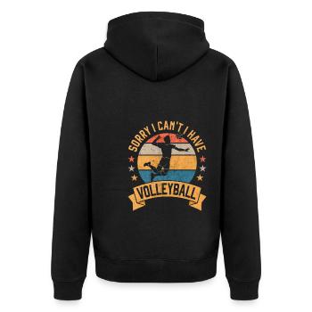 Ich kann keinen Volleyball Beach Volleyball Spaß haben - Unisex Premium Bio Zip Hoodie - Schwarz - Hinten - Nico (187cm)