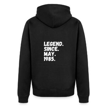 Legende seit Mai 1985 - Unisex Premium Bio Zip Hoodie - Schwarz - Hinten - Nico (187cm)
