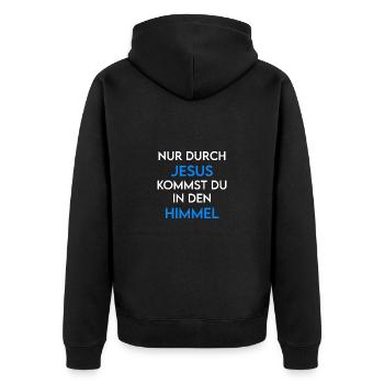 Jesus Christus / Christliches Geschenk - Unisex Premium Bio Zip Hoodie - Schwarz - Hinten - Nico (187cm)