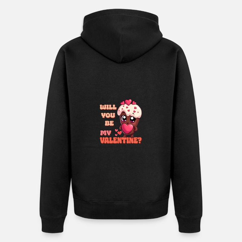 Chocolat Saint-Valentin - Serez-vous mon Valentin - Veste à capuche bio Premium Unisexe - noir