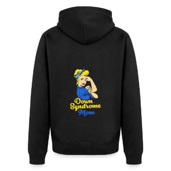 Down Syndrom T21 Chromosom Trisomie Mutter Mama - Unisex Premium Bio Zip Hoodie - Schwarz - Hinten - Nico (187cm)