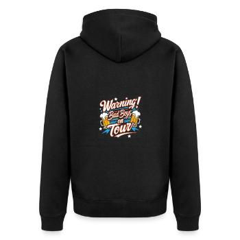 Männer auf Tour Jungs auf Tour lustiger Text - Unisex Premium Bio Zip Hoodie - Schwarz - Hinten - Nico (187cm)