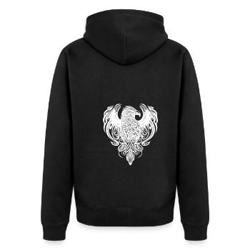 Adler Kopf im Tattoo Cartoon Style Logo - Unisex Premium Bio Zip Hoodie - Schwarz - Hinten - Nico (187cm)
