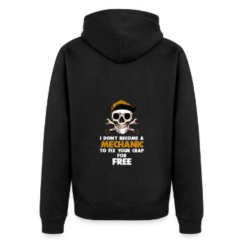 Mechanics Don't Fix For Free Bauarbeiter - Unisex Premium Bio Zip Hoodie - Schwarz - Hinten - Nico (187cm)