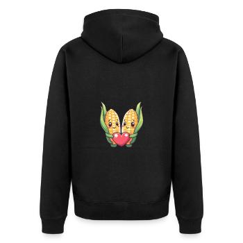 Maïs Couple Amour Coeur Saint Valentin - Veste à capuche bio Premium Unisexe - noir - Dos - Nico (187cm)