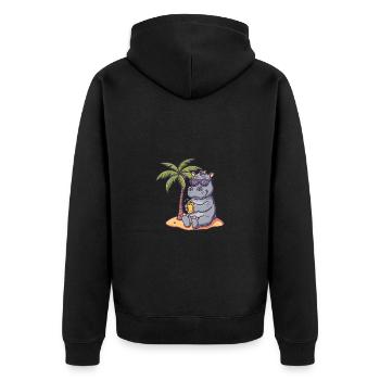 Palmier d’été de l’île Hippopotamus - Veste à capuche bio Premium Unisexe - noir - Dos - Nico (187cm)