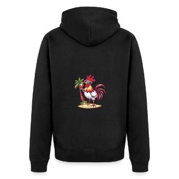 Hahn Sommer Strand Comic - Unisex Premium Bio Zip Hoodie - Schwarz - Hinten - Nico (187cm)