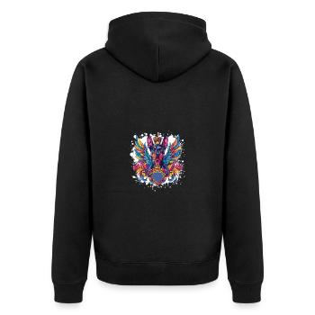 Doberman Dog Head Portrait Colorful - Unisex Premium Organic Zip Hoodie - black - Back - Nico (187cm)