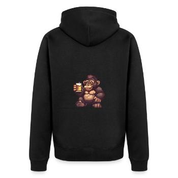 Gorille Bière Pixel - Veste à capuche bio Premium Unisexe - noir - Dos - Nico (187cm)