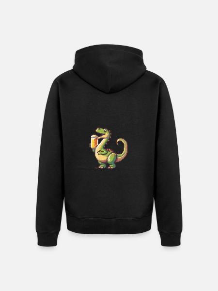 Dinosaurier brontosaurus Bier Pixel - Unisex Premium Bio Zip Hoodie - Schwarz