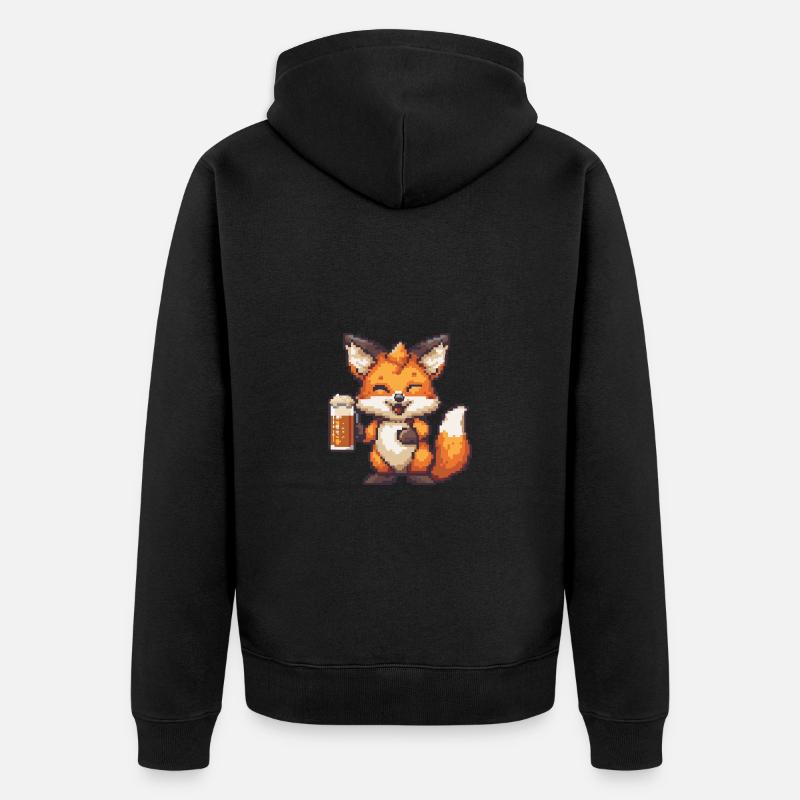 Fox bière pixel - Veste à capuche bio Premium Unisexe - noir