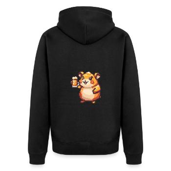Hamster Beer Pixel - Unisex Premium Organic Zip Hoodie - black - Back - Nico (187cm)