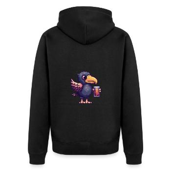 Harpy Bird Beer Pixel - Unisex Premium Organic Zip Hoodie - black - Back - Nico (187cm)